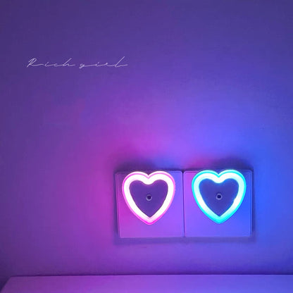 Heart Shaped Light-Control Sensor Night Light for Bedroom