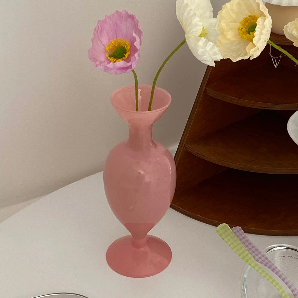 Pink Glass Flower Decorative Vase