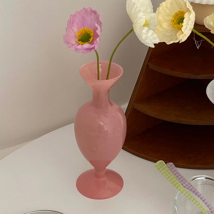 Pink Glass Flower Decorative Vase